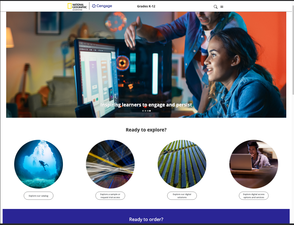 Marketing site for National Geographic Learning for Cengage Group