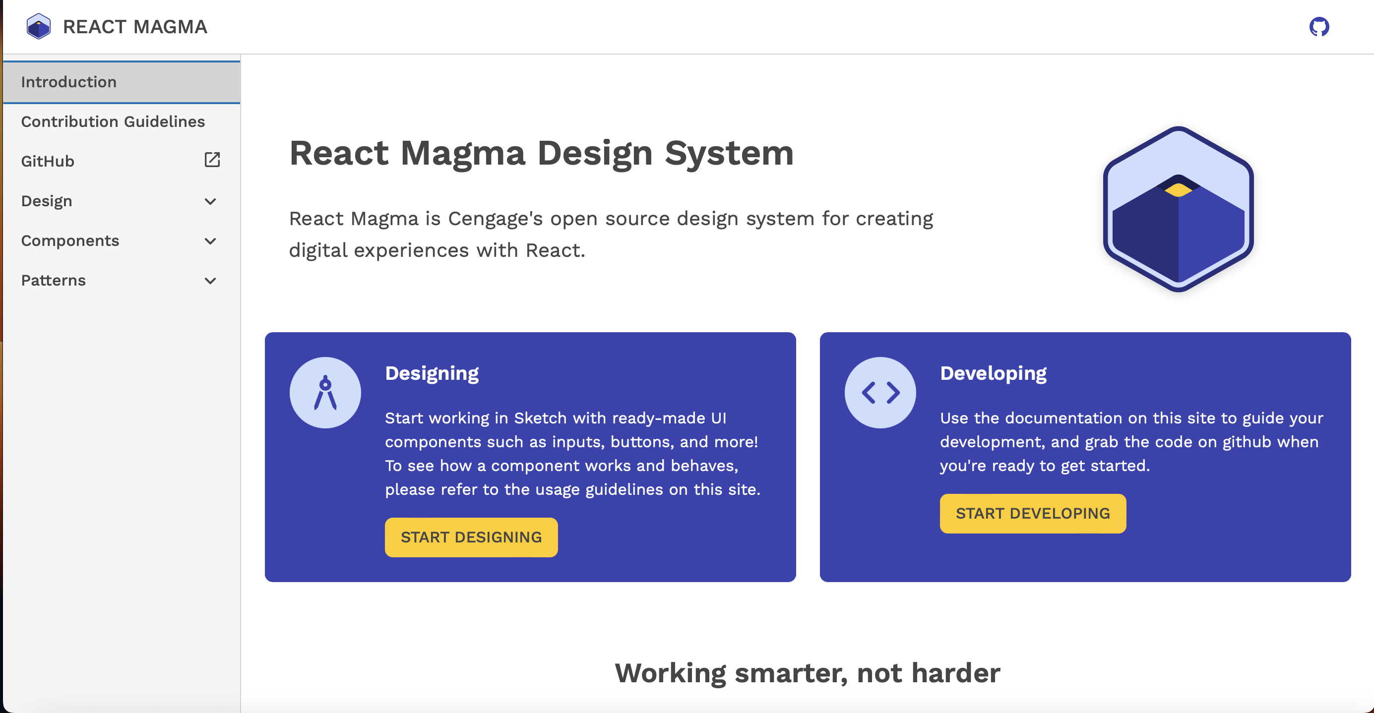 React Magma landing page